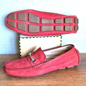Cole Haan Driving Loafers Women’s 8 Red Leather Horsebit Slip On Flats Shoes